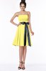 ColsBM Amiya Yellow Iris Glamorous A-line Sleeveless Zip up Chiffon Knee Length Bridesmaid Dresses