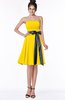 ColsBM Amiya Yellow Glamorous A-line Sleeveless Zip up Chiffon Knee Length Bridesmaid Dresses