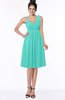 ColsBM Jaylin Blue Turquoise Mature V-neck Sleeveless Zip up Knee Length Appliques Bridesmaid Dresses