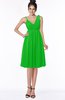 ColsBM Jaylin Classic Green Mature V-neck Sleeveless Zip up Knee Length Appliques Bridesmaid Dresses