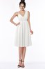 ColsBM Jaylin Cloud White Mature V-neck Sleeveless Zip up Knee Length Appliques Bridesmaid Dresses