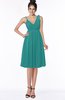 ColsBM Jaylin Emerald Green Mature V-neck Sleeveless Zip up Knee Length Appliques Bridesmaid Dresses