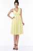 ColsBM Jaylin Soft Yellow Mature V-neck Sleeveless Zip up Knee Length Appliques Bridesmaid Dresses