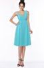ColsBM Jaylin Turquoise Mature V-neck Sleeveless Zip up Knee Length Appliques Bridesmaid Dresses