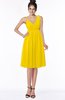 ColsBM Jaylin Yellow Mature V-neck Sleeveless Zip up Knee Length Appliques Bridesmaid Dresses
