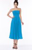 ColsBM Deborah Cornflower Blue Luxury Sleeveless Half Backless Chiffon Knee Length Pick up Bridesmaid Dresses