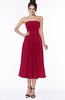 ColsBM Deborah Dark Red Luxury Sleeveless Half Backless Chiffon Knee Length Pick up Bridesmaid Dresses