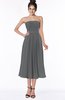 ColsBM Deborah Grey Luxury Sleeveless Half Backless Chiffon Knee Length Pick up Bridesmaid Dresses