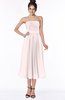 ColsBM Deborah Light Pink Luxury Sleeveless Half Backless Chiffon Knee Length Pick up Bridesmaid Dresses