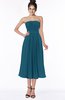 ColsBM Deborah Moroccan Blue Luxury Sleeveless Half Backless Chiffon Knee Length Pick up Bridesmaid Dresses