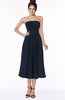 ColsBM Deborah Navy Blue Luxury Sleeveless Half Backless Chiffon Knee Length Pick up Bridesmaid Dresses