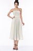 ColsBM Deborah Off White Luxury Sleeveless Half Backless Chiffon Knee Length Pick up Bridesmaid Dresses