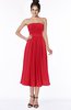 ColsBM Deborah Red Luxury Sleeveless Half Backless Chiffon Knee Length Pick up Bridesmaid Dresses