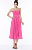 ColsBM Deborah Rose Pink Luxury Sleeveless Half Backless Chiffon Knee Length Pick up Bridesmaid Dresses