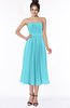 ColsBM Deborah Turquoise Luxury Sleeveless Half Backless Chiffon Knee Length Pick up Bridesmaid Dresses