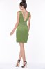 ColsBM Meadow Moss Green Luxury Sleeveless Satin Knee Length Beaded Bridesmaid Dresses