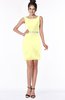 ColsBM Meadow Wax Yellow Luxury Sleeveless Satin Knee Length Beaded Bridesmaid Dresses