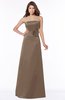 ColsBM Lyric Bronze Brown Modest A-line Strapless Sleeveless Half Backless Satin Bridesmaid Dresses