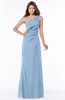 ColsBM Kathleen Dusty Blue Mature A-line One Shoulder Half Backless Floor Length Lace Bridesmaid Dresses