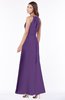 ColsBM Cataleya Dark Purple Modern V-neck Sleeveless Zip up Chiffon Flower Bridesmaid Dresses