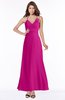 ColsBM Cataleya Hot Pink Modern V-neck Sleeveless Zip up Chiffon Flower Bridesmaid Dresses
