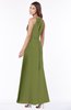 ColsBM Cataleya Olive Green Modern V-neck Sleeveless Zip up Chiffon Flower Bridesmaid Dresses