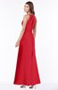 ColsBM Cataleya Red Modern V-neck Sleeveless Zip up Chiffon Flower Bridesmaid Dresses