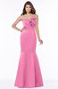 ColsBM Linda Rose Pink Glamorous Fishtail Sweetheart Half Backless Satin Flower Bridesmaid Dresses