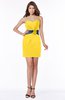 ColsBM Emerie Yellow Glamorous Sleeveless Half Backless Mini Ruching Bridesmaid Dresses