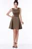 ColsBM Rose Bronze Brown Modest A-line Scoop Zip up Knee Length Beaded Bridesmaid Dresses