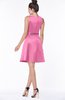 ColsBM Rose Carnation Pink Modest A-line Scoop Zip up Knee Length Beaded Bridesmaid Dresses