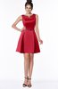 ColsBM Rose Chinese Red Modest A-line Scoop Zip up Knee Length Beaded Bridesmaid Dresses