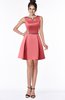 ColsBM Rose Coral Modest A-line Scoop Zip up Knee Length Beaded Bridesmaid Dresses