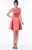 ColsBM Rose Hot Coral Modest A-line Scoop Zip up Knee Length Beaded Bridesmaid Dresses
