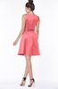 ColsBM Rose Hot Coral Modest A-line Scoop Zip up Knee Length Beaded Bridesmaid Dresses