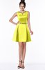 ColsBM Rose Pale Yellow Modest A-line Scoop Zip up Knee Length Beaded Bridesmaid Dresses