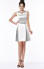 ColsBM Rose White Modest A-line Scoop Zip up Knee Length Beaded Bridesmaid Dresses