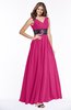 ColsBM Emmaline Beetroot Purple Elegant A-line V-neck Half Backless Chiffon Floor Length Bridesmaid Dresses