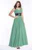 ColsBM Emmaline Beryl Green Elegant A-line V-neck Half Backless Chiffon Floor Length Bridesmaid Dresses