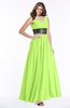 ColsBM Emmaline Bright Green Elegant A-line V-neck Half Backless Chiffon Floor Length Bridesmaid Dresses
