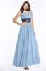 ColsBM Emmaline Dusty Blue Elegant A-line V-neck Half Backless Chiffon Floor Length Bridesmaid Dresses