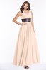 ColsBM Emmaline Fresh Salmon Elegant A-line V-neck Half Backless Chiffon Floor Length Bridesmaid Dresses