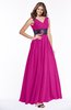 ColsBM Emmaline Hot Pink Elegant A-line V-neck Half Backless Chiffon Floor Length Bridesmaid Dresses
