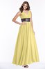 ColsBM Emmaline Misted Yellow Elegant A-line V-neck Half Backless Chiffon Floor Length Bridesmaid Dresses