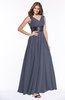 ColsBM Emmaline Nightshadow Blue Elegant A-line V-neck Half Backless Chiffon Floor Length Bridesmaid Dresses