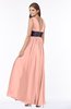 ColsBM Emmaline Peach Elegant A-line V-neck Half Backless Chiffon Floor Length Bridesmaid Dresses