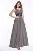 ColsBM Emmaline Ridge Grey Elegant A-line V-neck Half Backless Chiffon Floor Length Bridesmaid Dresses