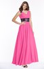 ColsBM Emmaline Rose Pink Elegant A-line V-neck Half Backless Chiffon Floor Length Bridesmaid Dresses
