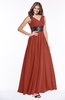 ColsBM Emmaline Rust Elegant A-line V-neck Half Backless Chiffon Floor Length Bridesmaid Dresses