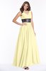 ColsBM Emmaline Soft Yellow Elegant A-line V-neck Half Backless Chiffon Floor Length Bridesmaid Dresses